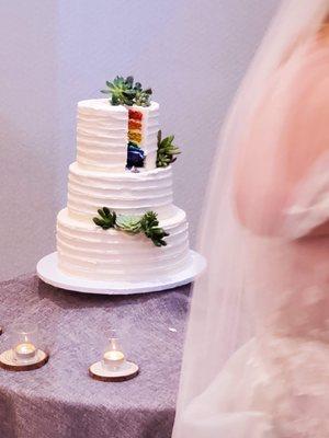 Beautiful wedsing cake with surprise rainbow