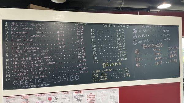 Menu board (Right Half) inside restaurant as of May 30th, 2022.