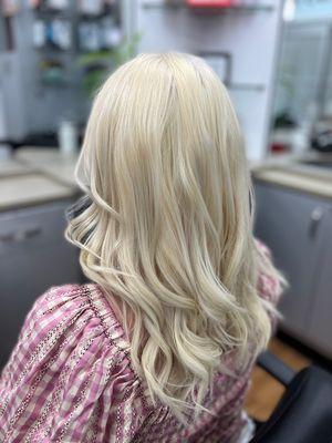 bleach, tone and trim for this light ashy blonde