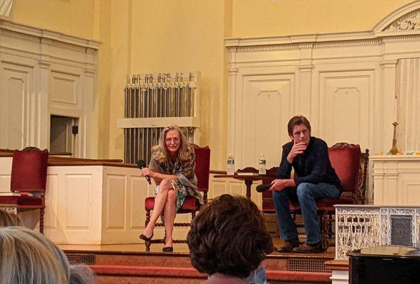 Mr. And Mrs. Ann Leary at her author event in the Immanuel Congregational Church (across from the MTH)