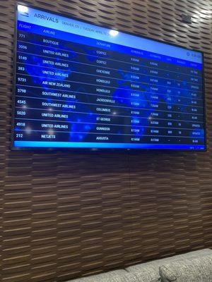 Lobby board shows arrivals, but not departures.