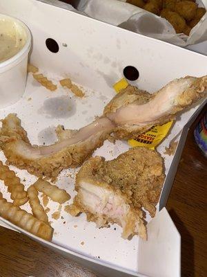 Here is my meal from Bush's Chicken today. Looks pretty raw to me