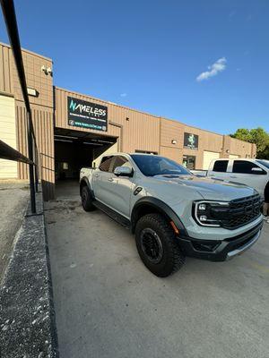 '24 Ranger Raptor Full Ceramic Tint With Windshield  70%  Windshield ,35% front doors ,5% rear half