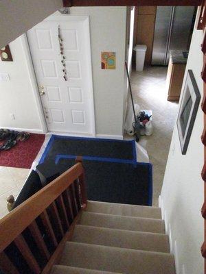 They put down extra door mats to avoid tracking dirt in from outside.