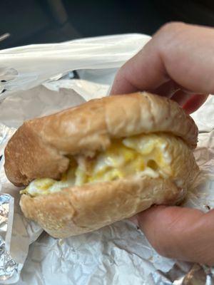 Side view egg cheese sandwich