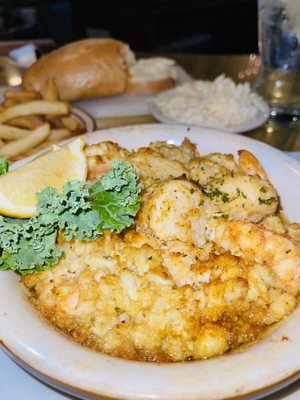 Broiled shrimp and scallops with crab