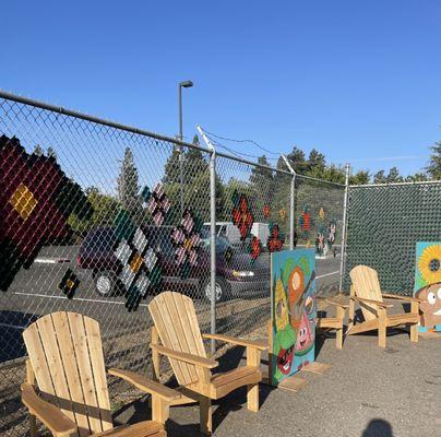 Small seating area at one corner of the market.