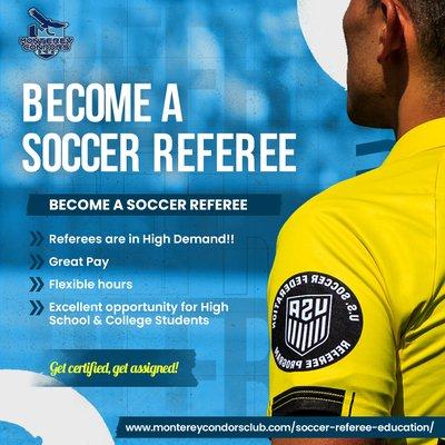 Become a Soccer Referee!
 Courses available in English and Spanish