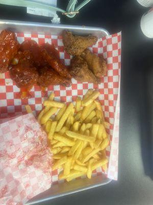 Buffalo wings and Lemon Pepper wings