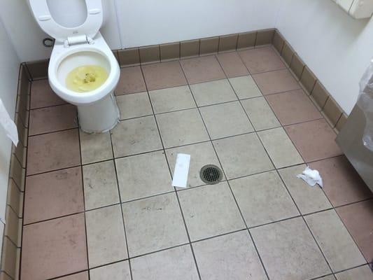 The restrooms which is littered with trash and smells horrible.