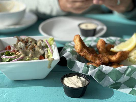 Side salad and cod