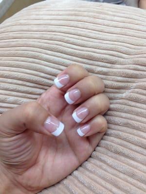 Acrylic nails with white tips