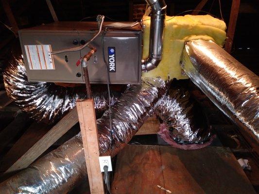 Furnace only, attic install with new ducting.