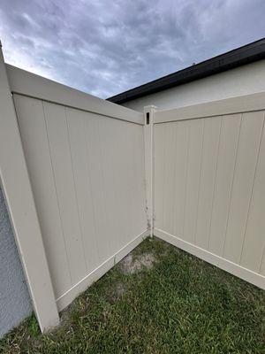 Broken fence panel, poor installation