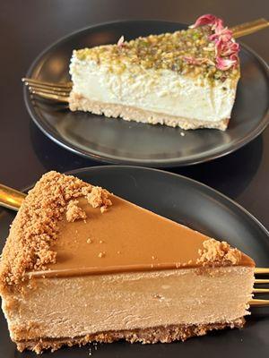 Biscoff cheescake and Pistachio cheesecake