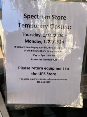 Spectrum closure sign.