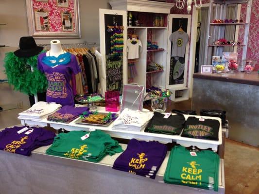 Locally designed Mardi Gras tees and accessories for the whole family!