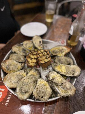 Char-grilled oysters