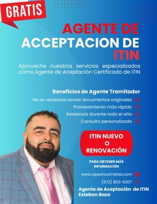 Certified Acceptance Agent with expertise in ITIN applications, tax filing, and document certification for individuals.