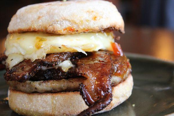 Wacky Walt english muffin breakfast sandwich in the Walt Cafe