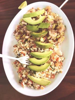 Ceviche - half pescado (fish), half camarones (shrimp)