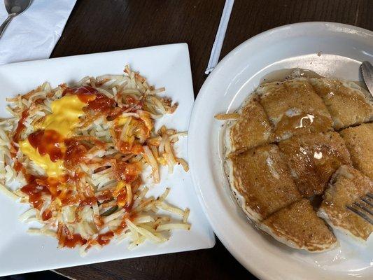 Hash browns and pancake