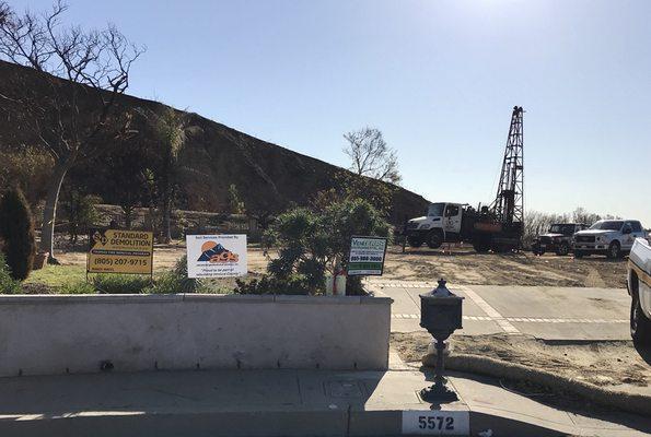 Drilling for soil samples in Ventura Fire rebuild area