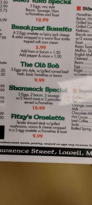 The sprice of the shamrock meal is 10.99