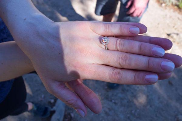 Hand with a beautiful diamond ring