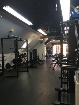 The weights area.  There is also a balcony with natural light :) and outdoor space.