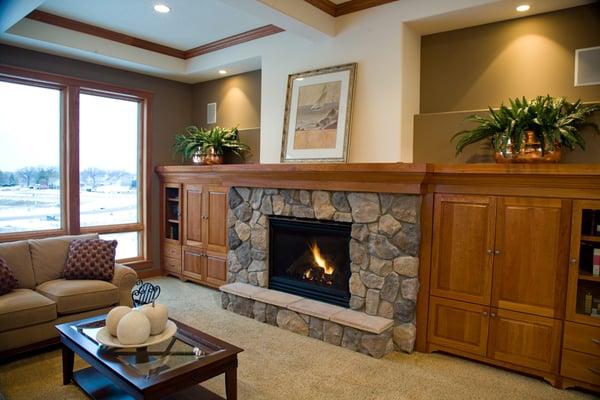 Boulder Creek Eastern Fieldstone - Walden with a Heat-N-Glo Fireplace.