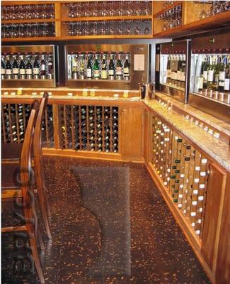 Cork Flooring installed in wine cellar.