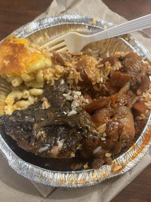 Stew Chicken Meal Rice Mac&Cheese Fruit