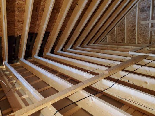 Brand new construction without any insulation in the attic! This is why we recommend having new homes inspected as well as old houses!