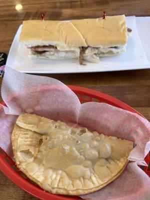 Beef Empanada & Cuban + Ham Croquette Sandwich