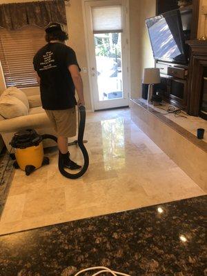 Polished travertine! From Dull to shine.