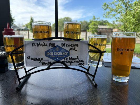 Beer flight and a tap