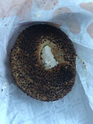 In their defense, I did ask for my bagel to be well toasted. However this is not quite what I had in mind.