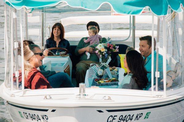 Family boat ride on the Foster City Lagoon