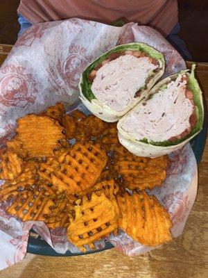 Wrap & Sweet potato fries