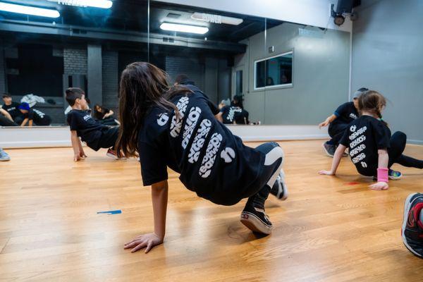 Class in session. Students learn to Break Dance in Vienna, Virginia