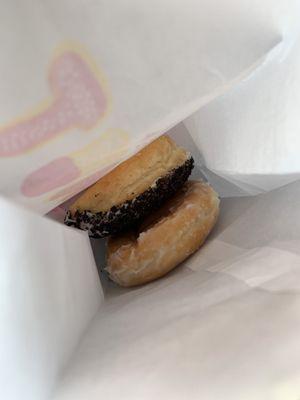 Oreo donut and raspberry (both so yummy)