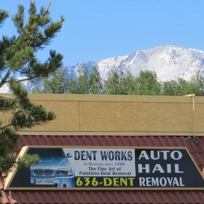 Picture of Pikes Peak from WaterWorks car wash.