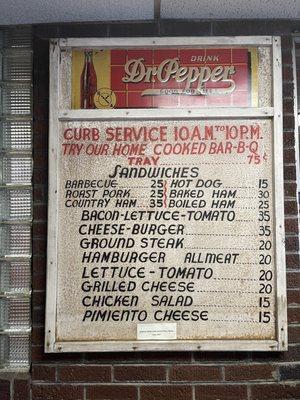 Old menu