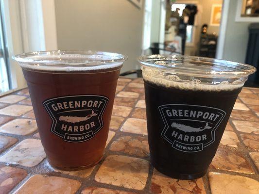 Leaf Pile Ale (left), Duck Porter Ale