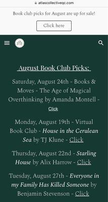 Book club details are posted on their website