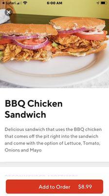 BBQ Chicken Sandwich