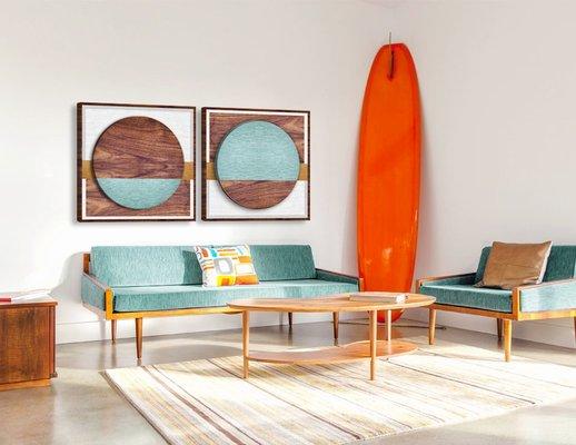 Mid century modern furniture available and on display at our showroom.