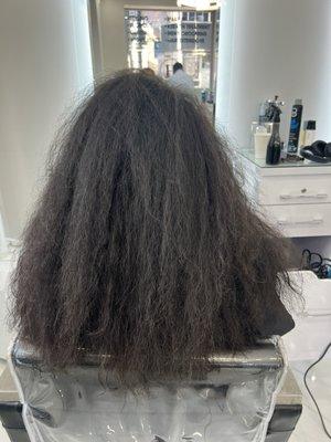 Before my keratin treatment - frizzy, rough, poofy