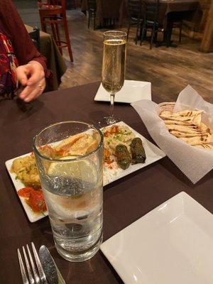 Nice drinks and cold appetizer plate.